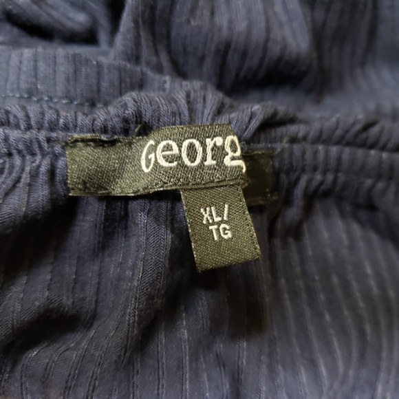 George Dark Blue Dress With Wide Gathered Top Neckline - Picture 4 of 6